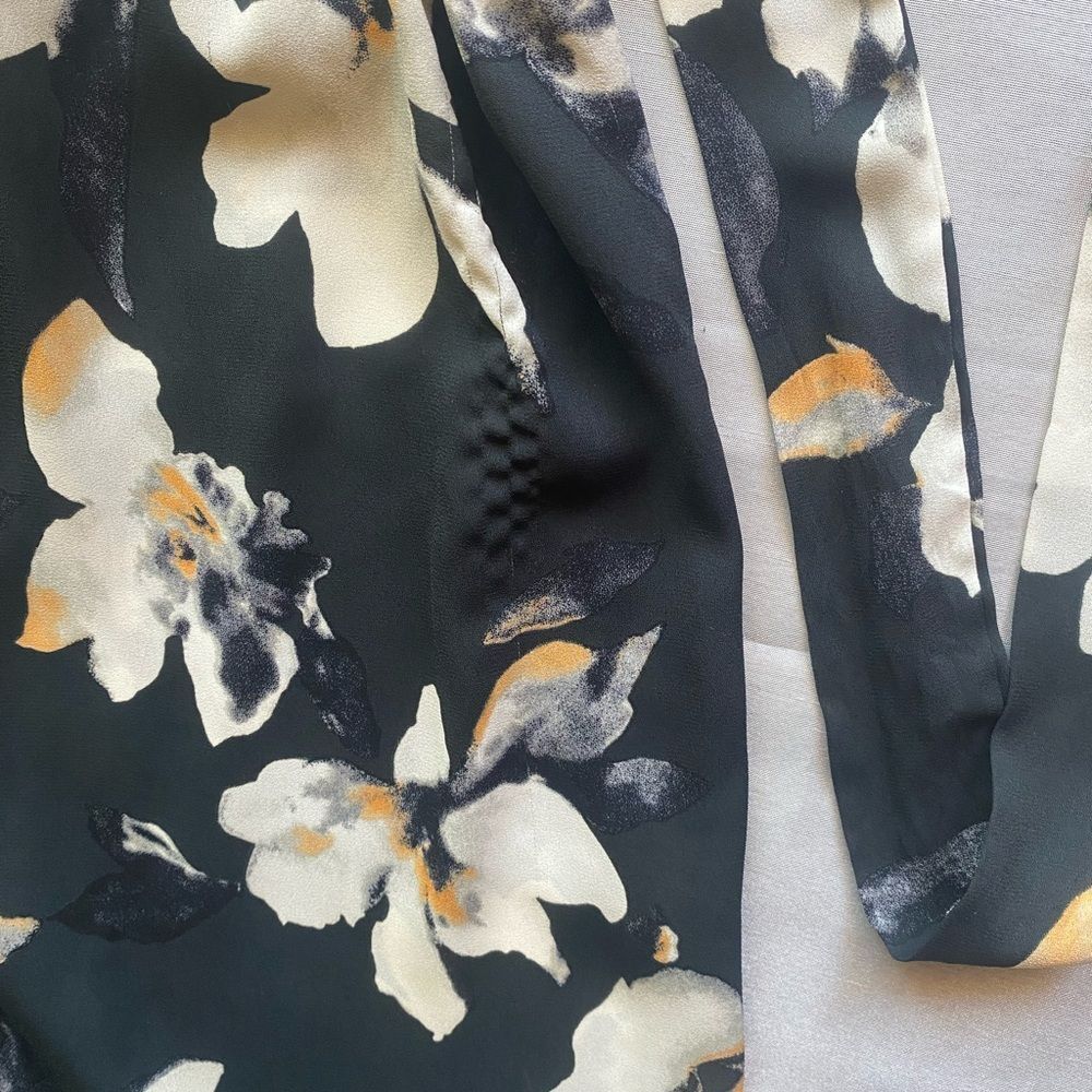 Black Floral Print Pant Comfortable Lightweight Small - Picture 5 of 6
